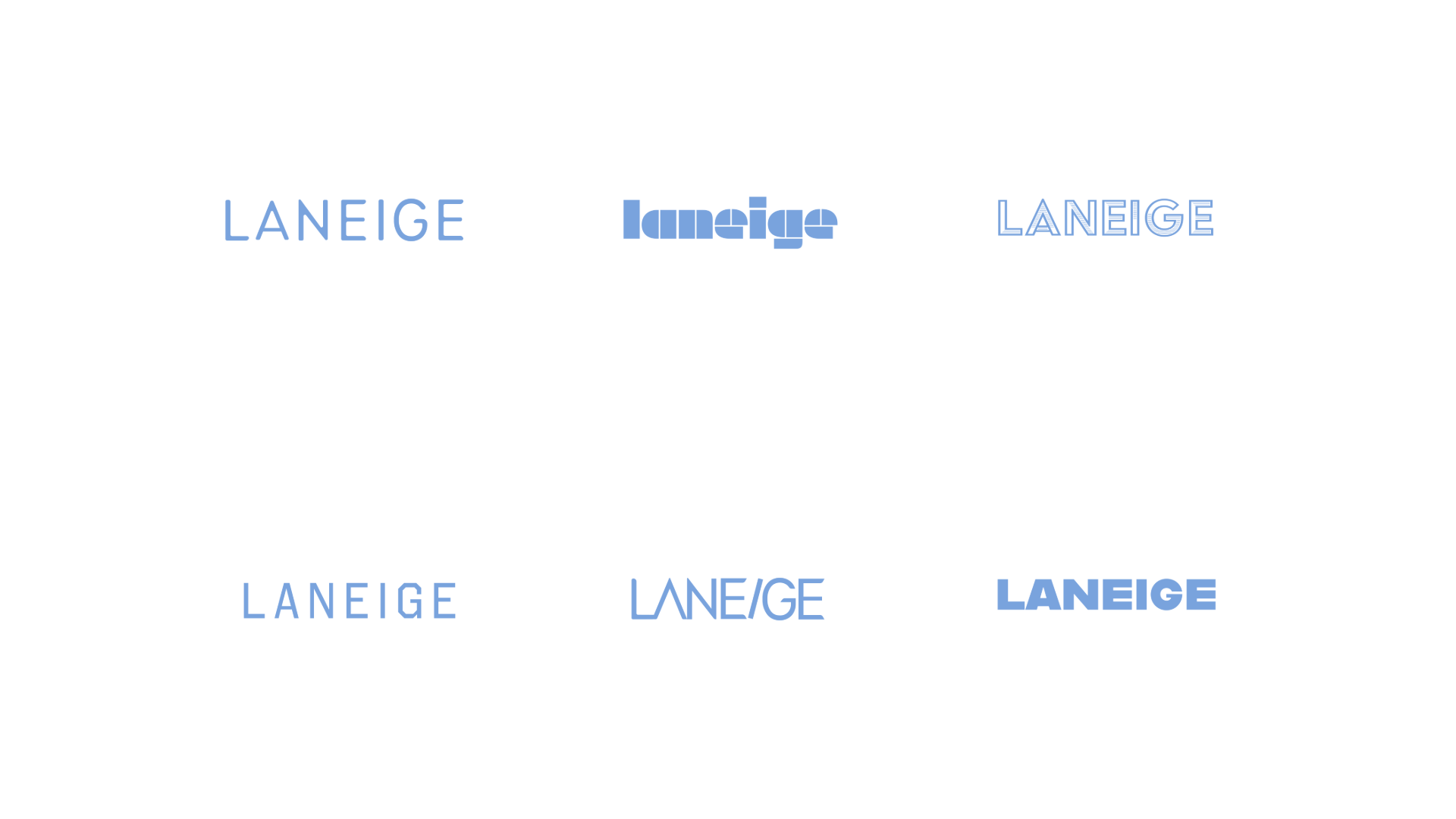 Six Laneige logo redesign studies